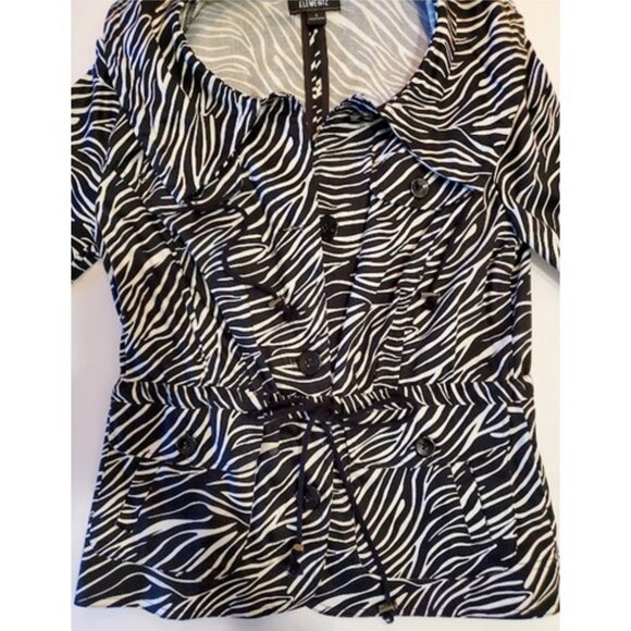 EUC Vintage Zebra Print Light Cotton Jacket 3/4 Sleeve and Cinched Waist -Size S - Picture 7 of 10